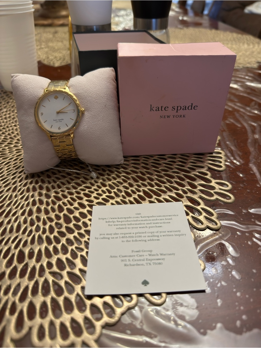 kate spade gold-tone women’s watch with white dial